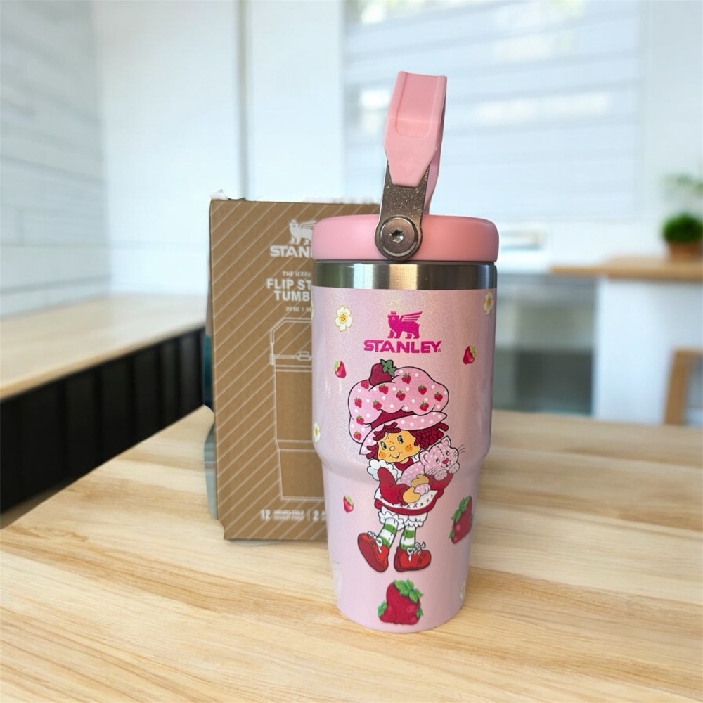 Pink Tumbler with Strawberry Design